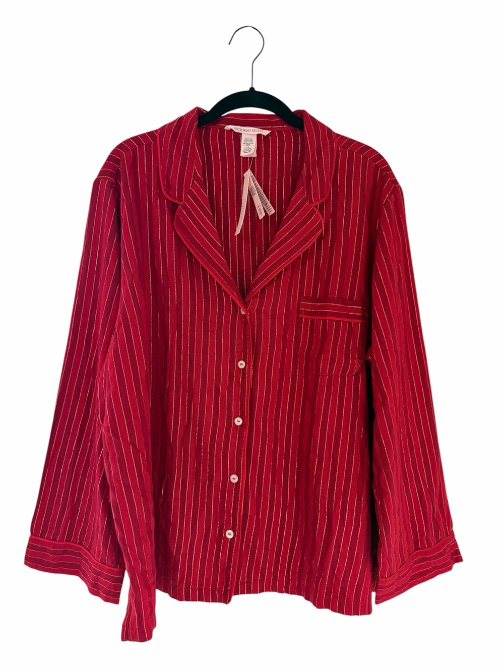 Victoria's Secret Red Pinstripe Button-Front Pajama Top